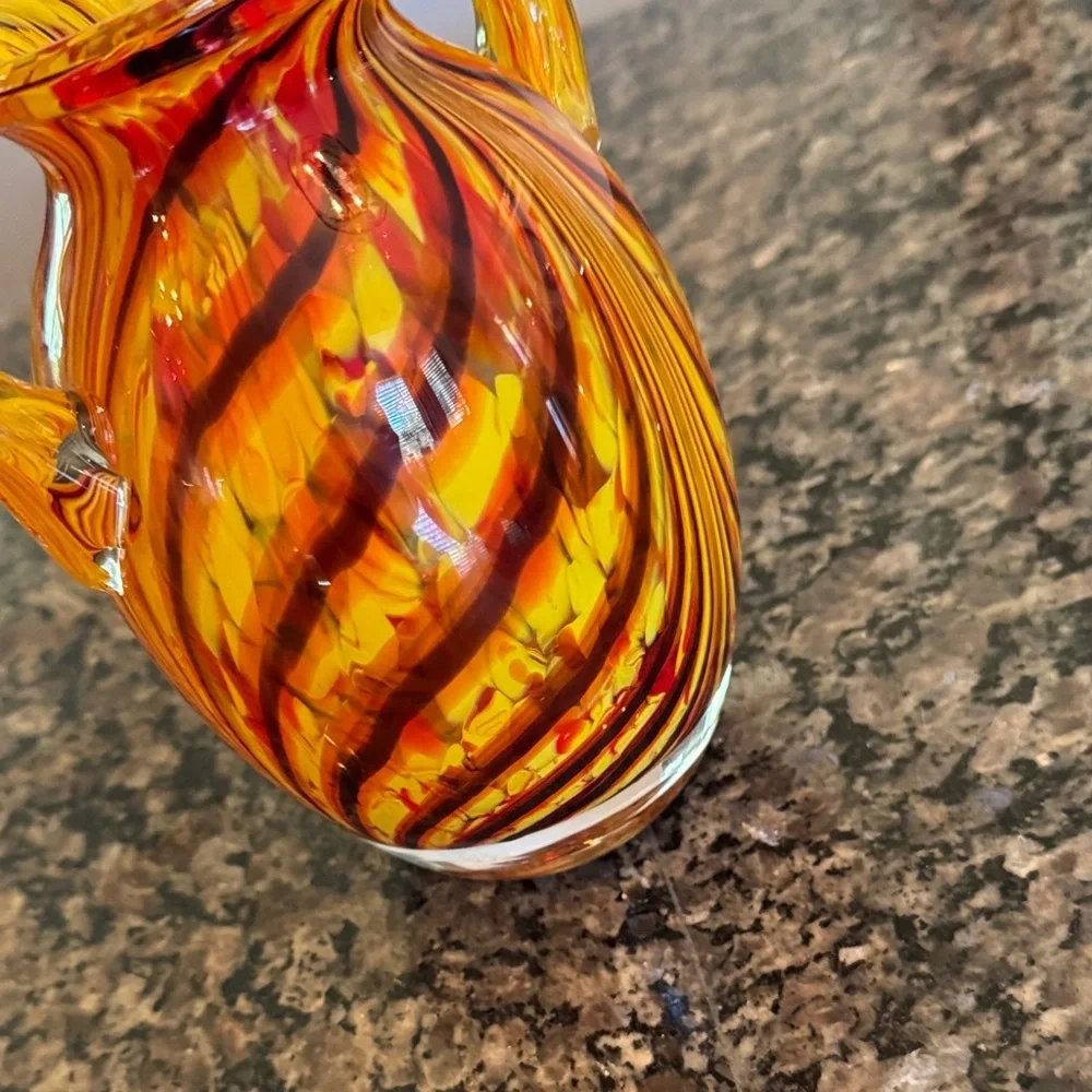 Murano Vibrant handblown Swirled Glass Vase EUC